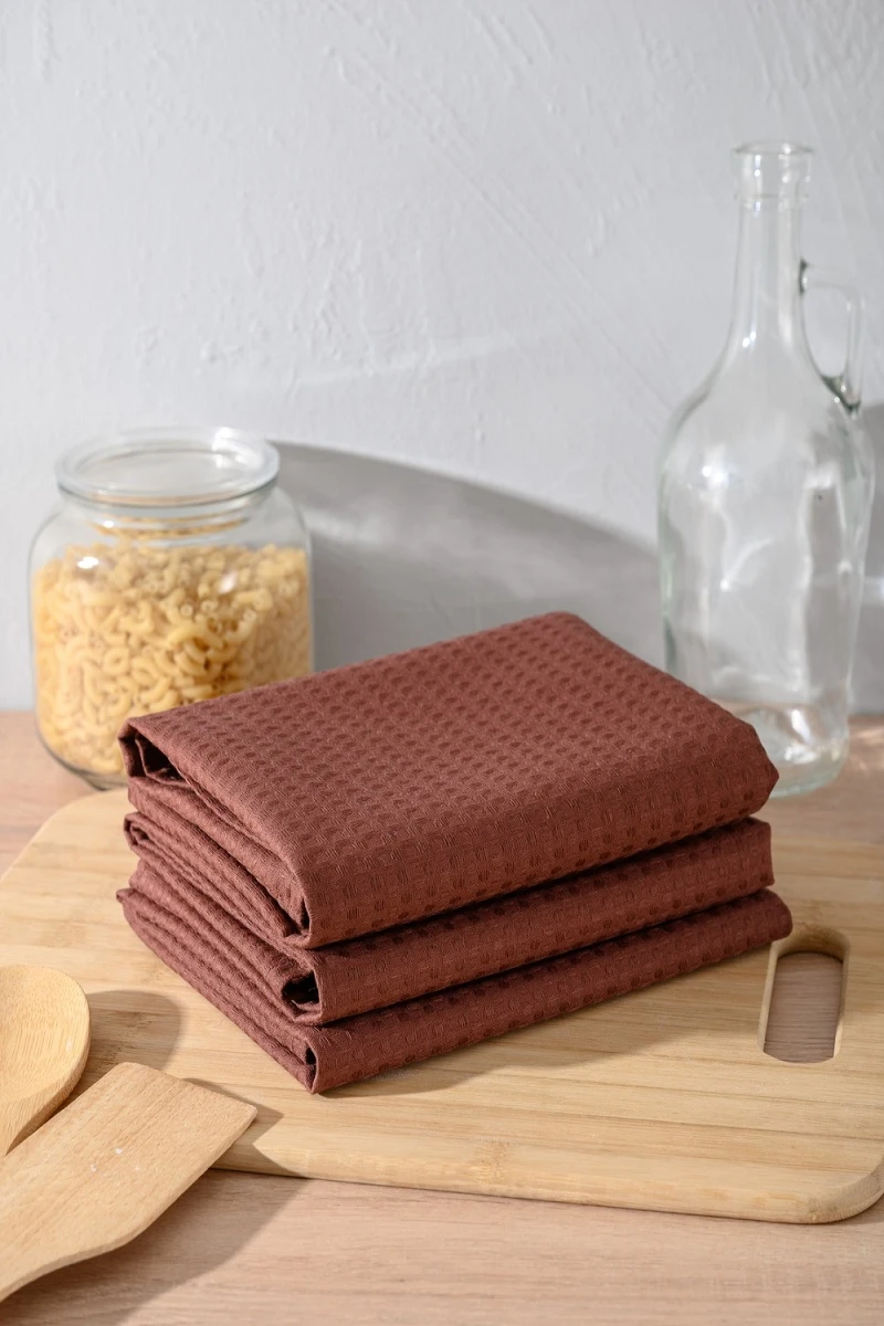 (ВНЛ) Полотенце кухонное вафельное в подарочной упаковке (шоколад)