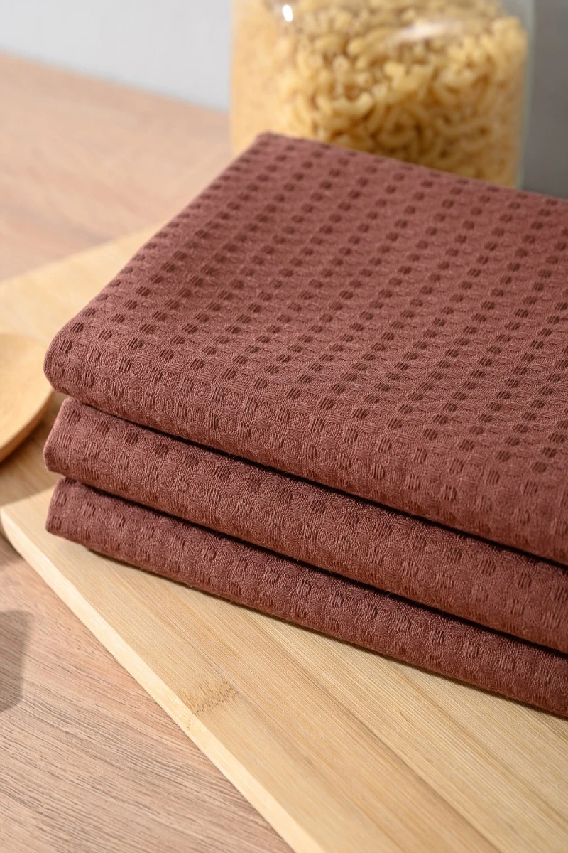 (ВНЛ) Полотенце кухонное вафельное в подарочной упаковке (шоколад)