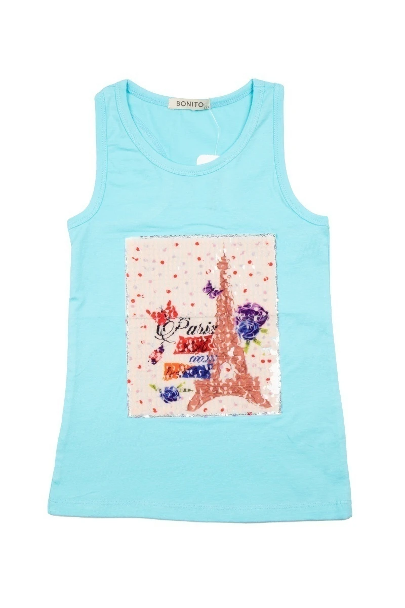 Майка для девочки "Париж" BK1593M бирюзовый