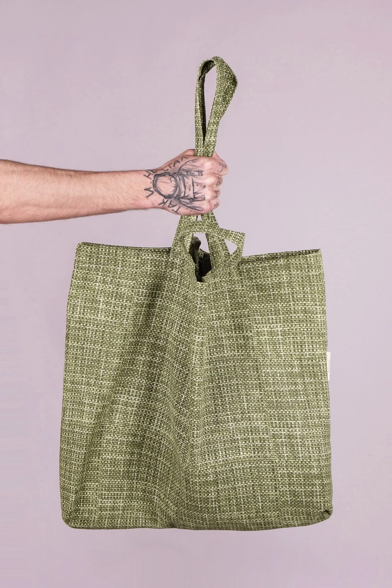 Эко сумка-шоппер из рогожки "Холщовая" (зеленый)