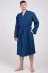 (СК) Мужской вафельный халат "Хаммам" кобальт