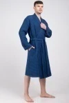 (СК) Мужской вафельный халат "Хаммам" кобальт