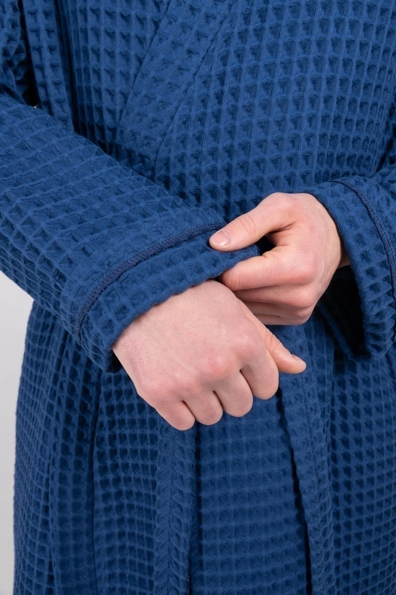 (СК) Мужской вафельный халат "Хаммам" кобальт