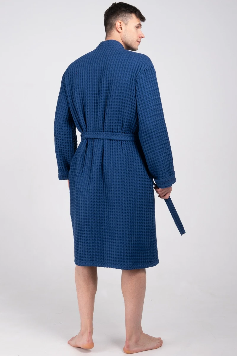 (СК) Мужской вафельный халат "Хаммам" кобальт