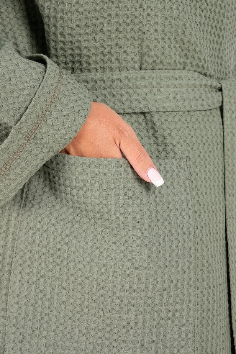 (СК) Халат женский вафельный запашной "Сакура" хаки