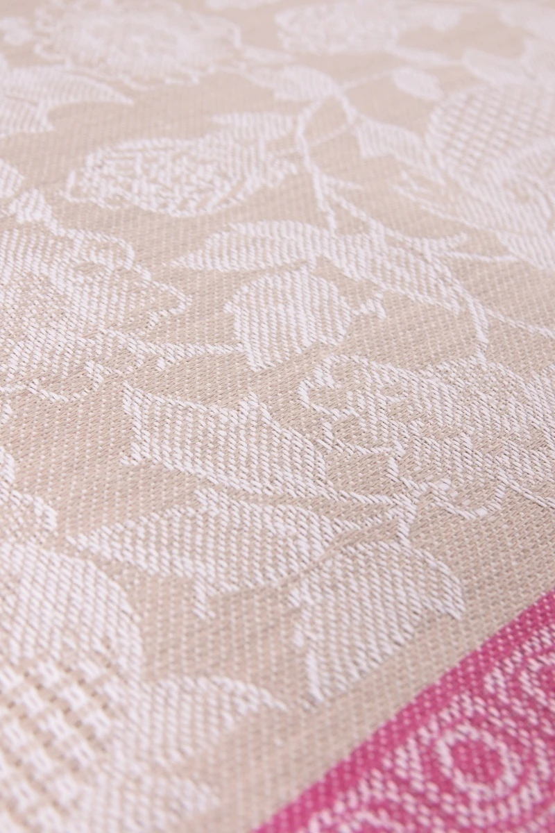 Полотенце полулен жаккард (ТЛ) 308 Камелия (розовый+песочный) - 50/65