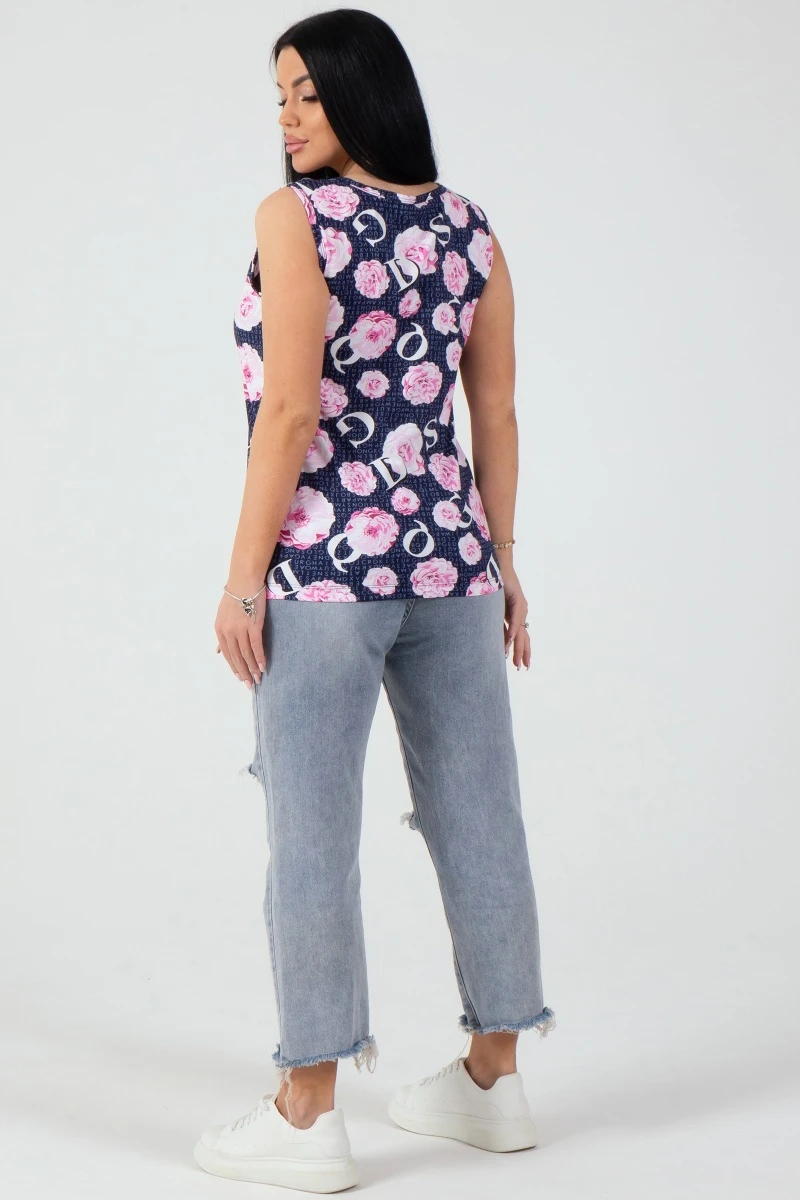 (СК) Майка женская "Флора" темно-синий, розы