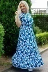 (СК) Платье "Маргарита" синий, цветы