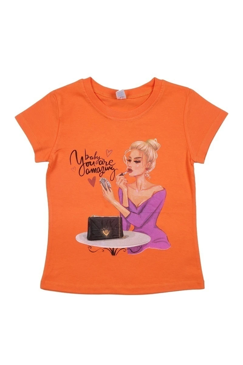 Футболка для девочки "Ты удивительная" BK0003D оранжевый