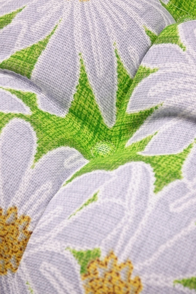 Подушка на стул из рогожки "Диз" Ромашки (зеленый) (М-9) (37*37)