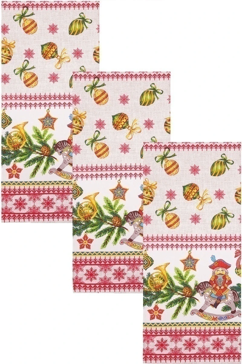 Набор полотенец рогожка (Пром) 225 Щелкунчик (серый) - 3 шт - 35х75 см