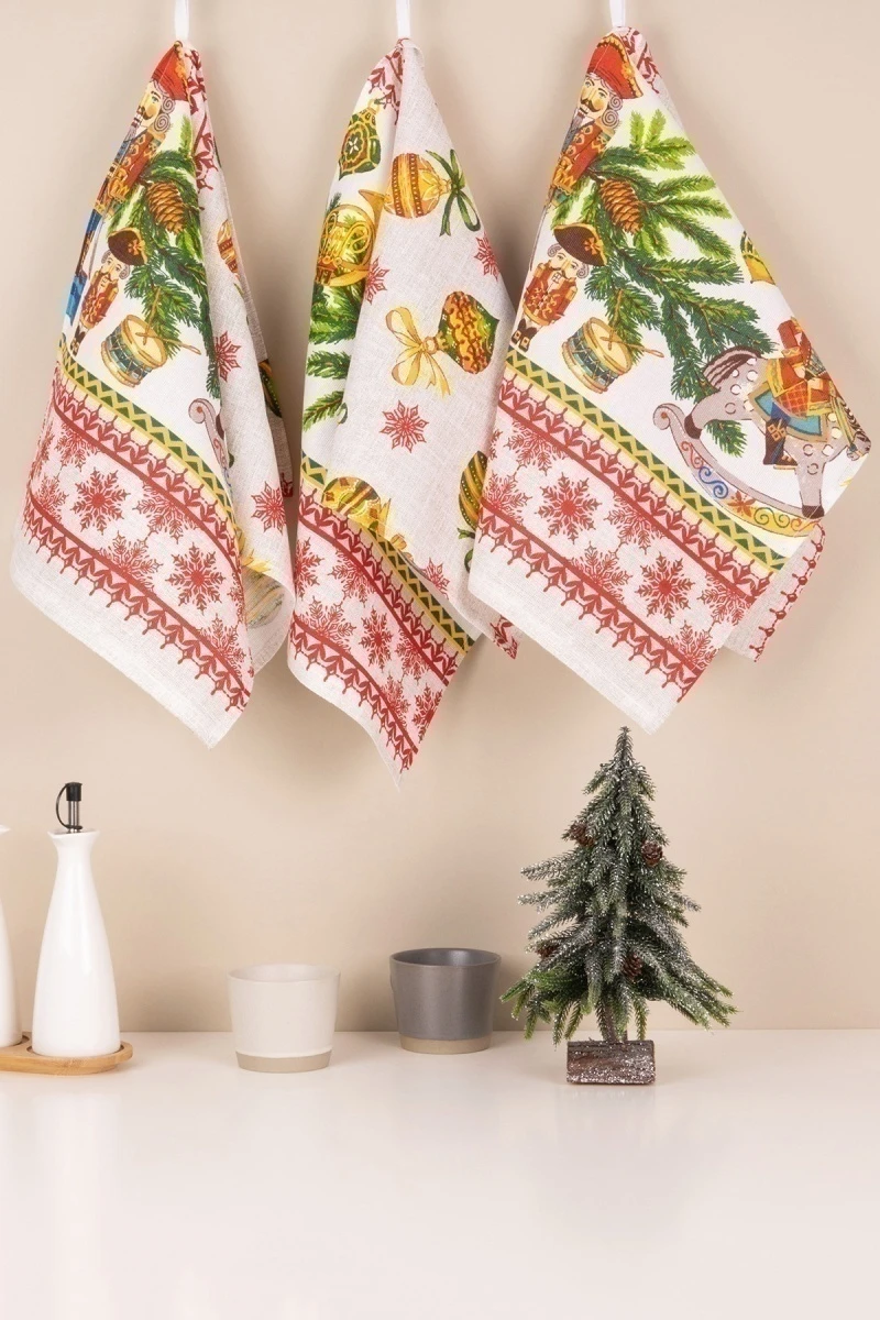 Набор полотенец рогожка (Пром) 225 Щелкунчик (серый) - 3 шт - 35х75 см