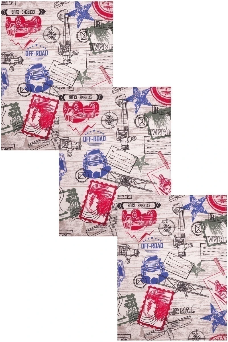 Набор полотенец рогожка (Пром) 263 Мужские радости (сине-красный) - 3 шт - 45х60 см