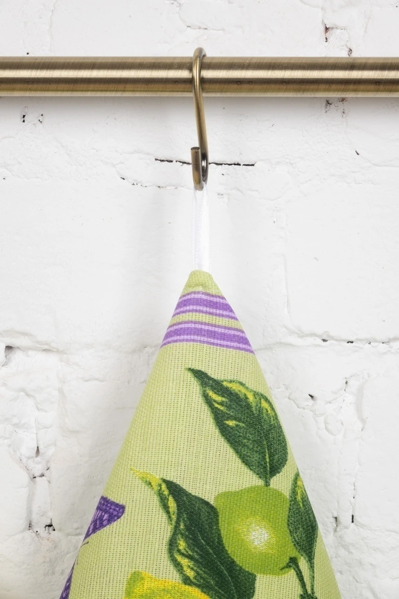 Набор полотенец рогожка (Пром) 120 Лаванда и оливки на зеленом - 3 шт - 45х60 см