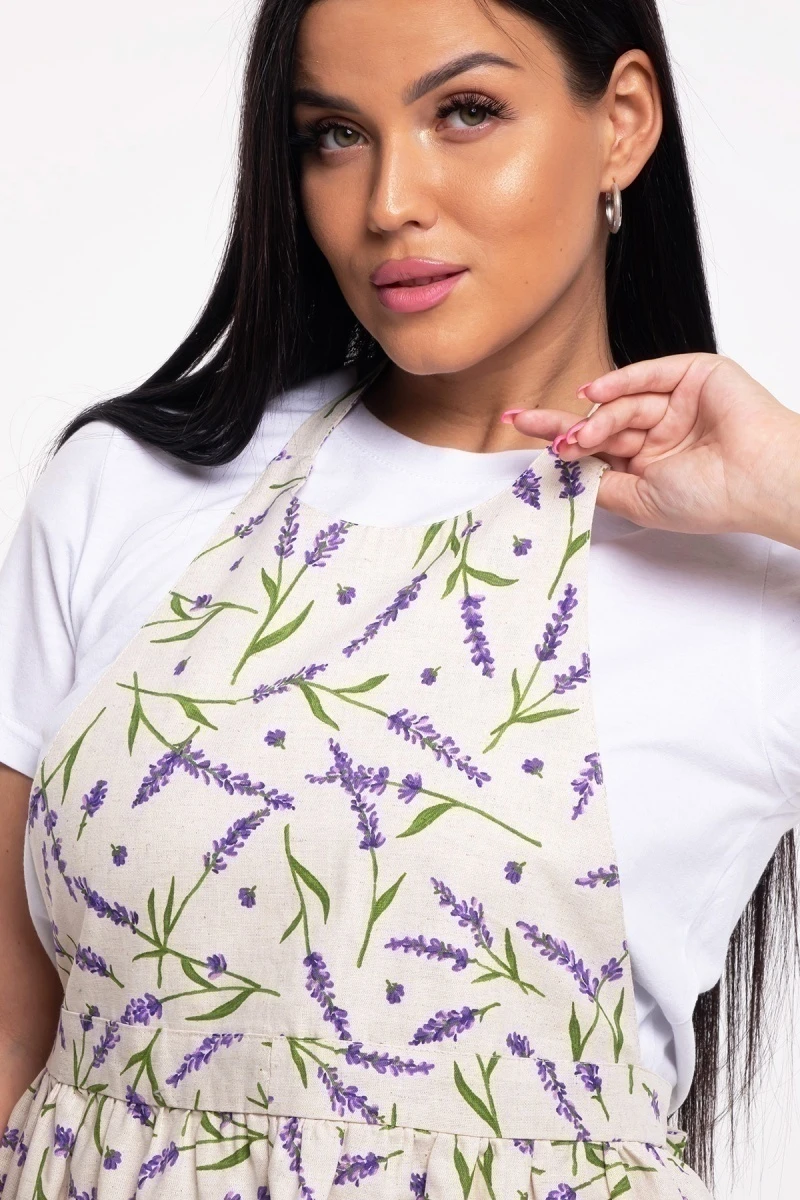 Фартук "Лили" (лаванда, серый), 020 полулен