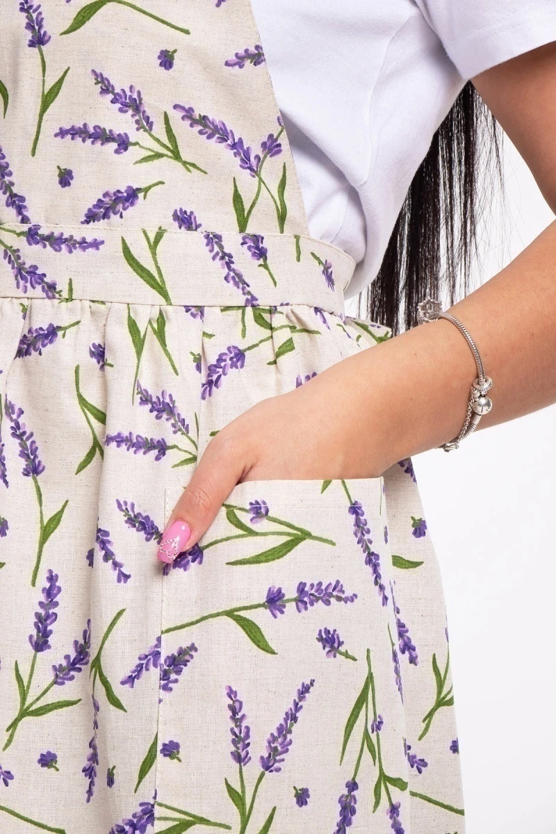 Фартук "Лили" (лаванда, серый), 020 полулен