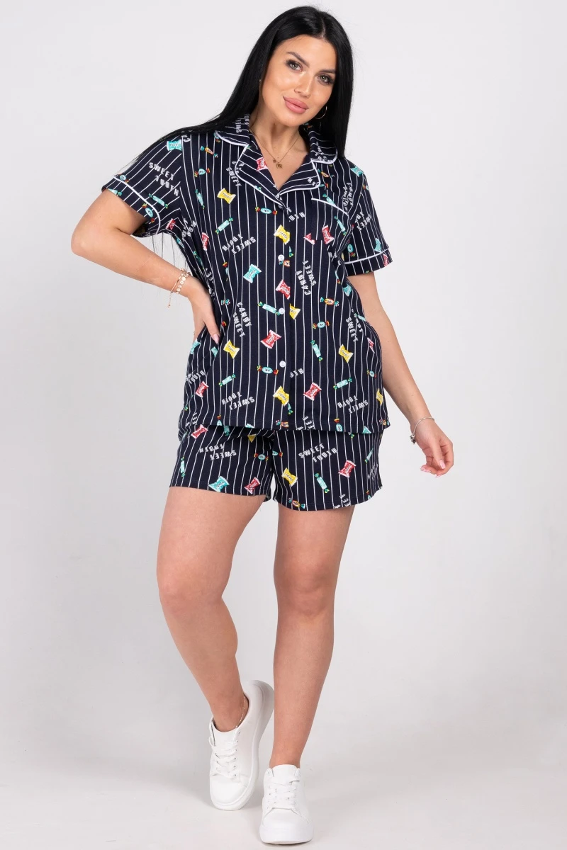 (СК) Пижама женская "Кэри" чернильный, конфеты