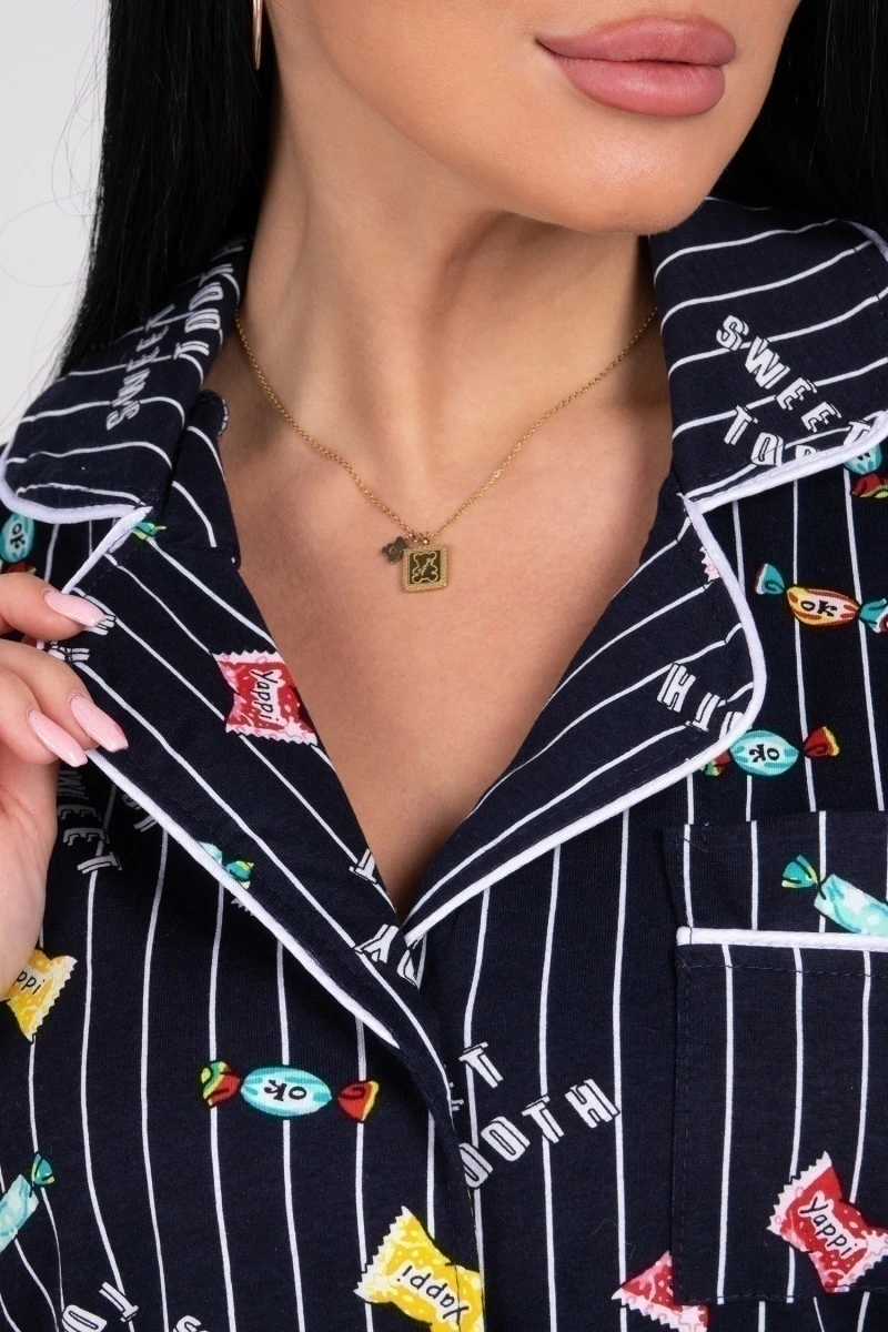 (СК) Пижама женская "Кэри" чернильный, конфеты