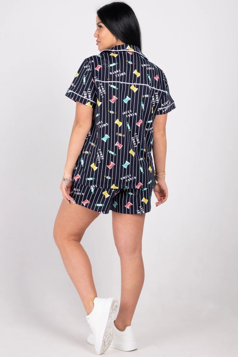 (СК) Пижама женская "Кэри" чернильный, конфеты