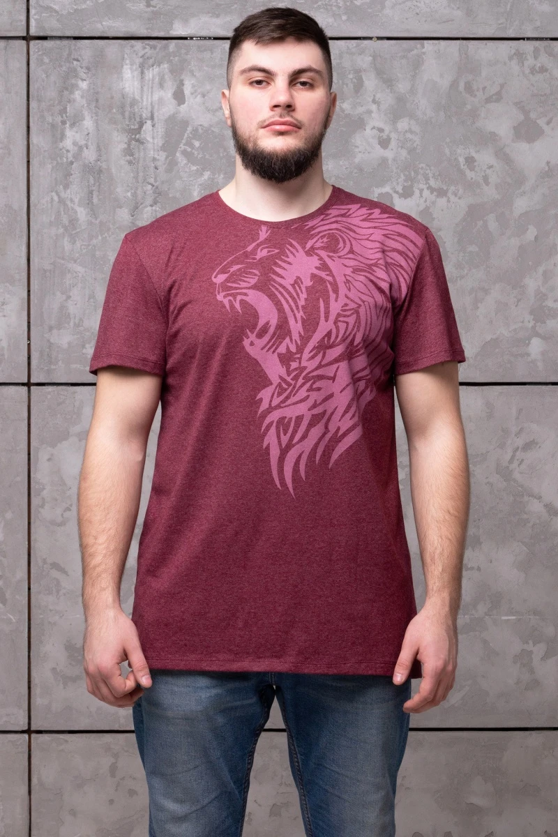 (СК) Футболка мужская "Лев" бордовый