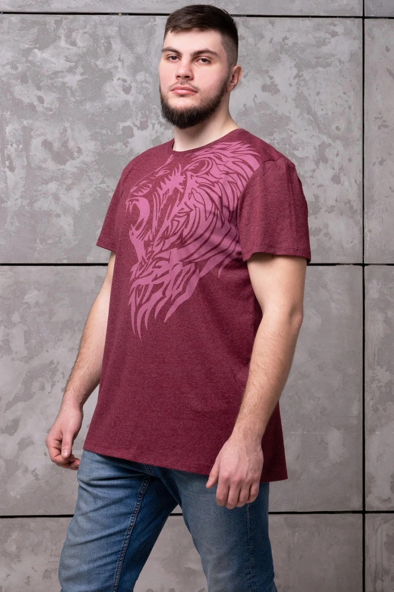 (СК) Футболка мужская "Лев" бордовый