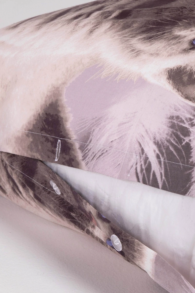 1 + 2 Пододеяльник и 2 наволочки перкаль "Пушистый привет", 70х70 см (на пуговицах)