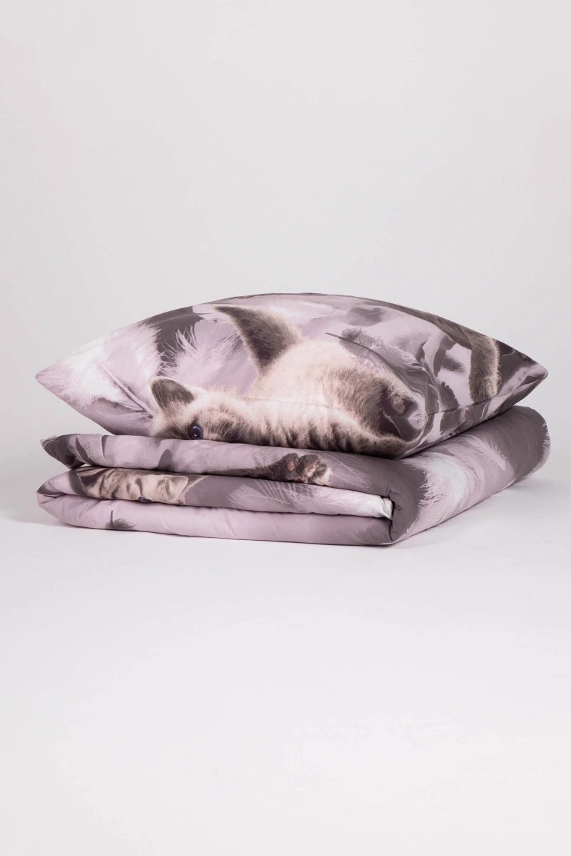 1 + 2 Пододеяльник и 2 наволочки перкаль "Пушистый привет", 70х70 см (на пуговицах)