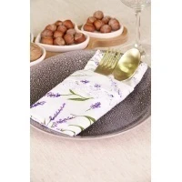 Салфетка полулен с кружевом 031 Лаванда (белый) (вид 2)