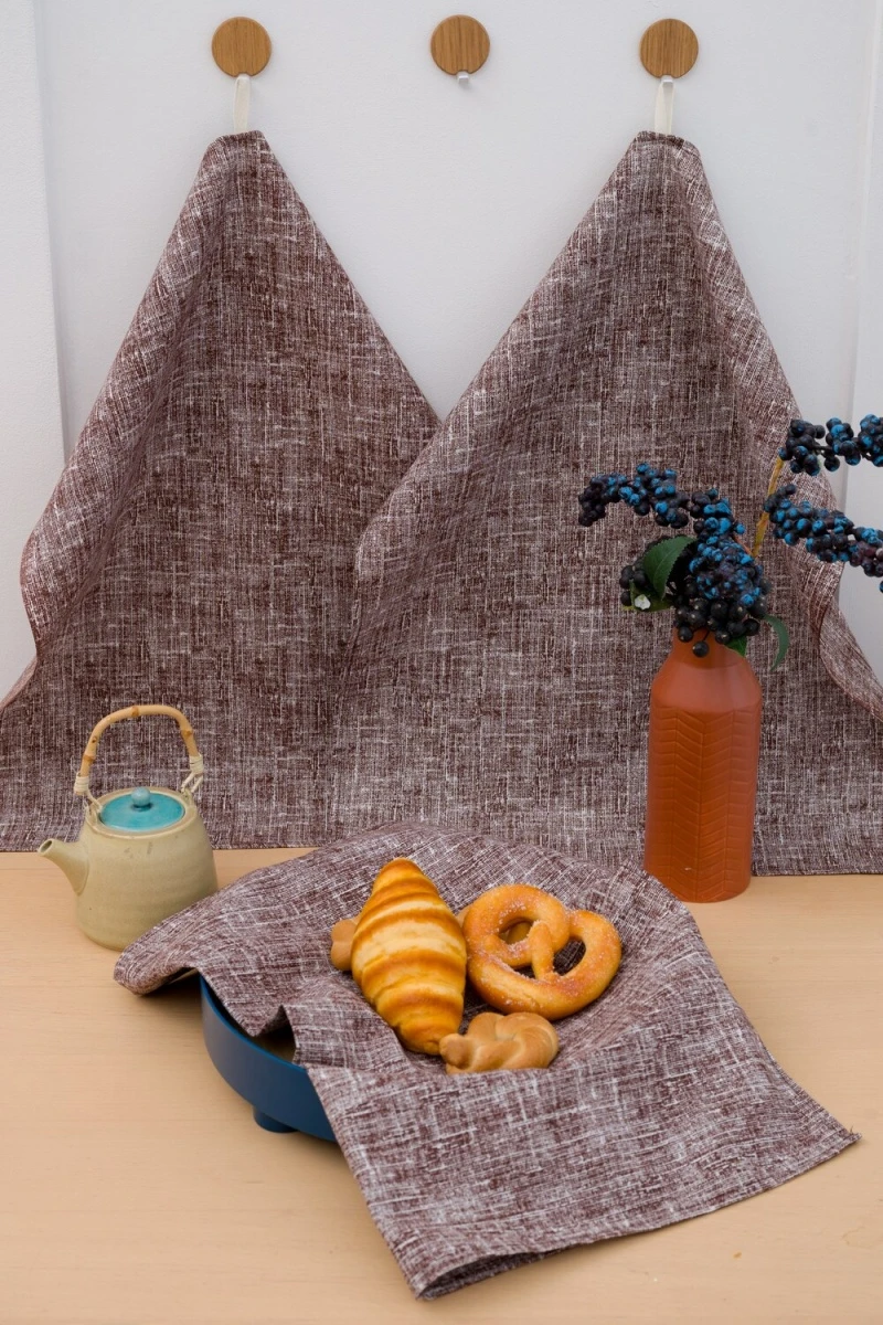 (ВНЛ) Полотенце Фактура на льне (шоколад)