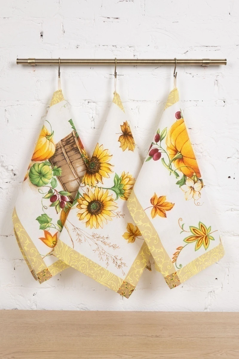 Набор полотенец рогожка (Диз) 082 Сезон тыквы - 3 шт - 45х60 см