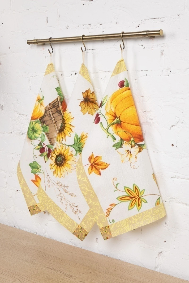 Набор полотенец рогожка (Диз) 082 Сезон тыквы - 3 шт - 45х60 см