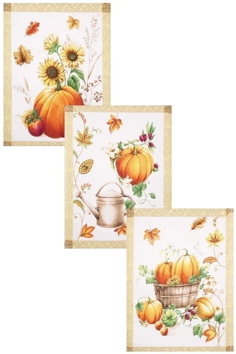 Набор полотенец рогожка (Диз) 082 Сезон тыквы - 3 шт - 45х60 см