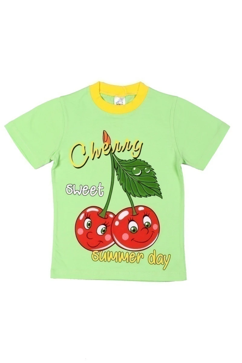 Футболка для девочки "Вишенка в летние дни" BK002D салатовый