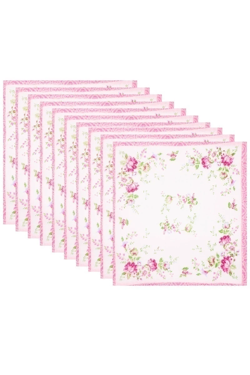 (ВНЛ) Носовые платки 30х30 см 088 бело-розовый (10 штук)