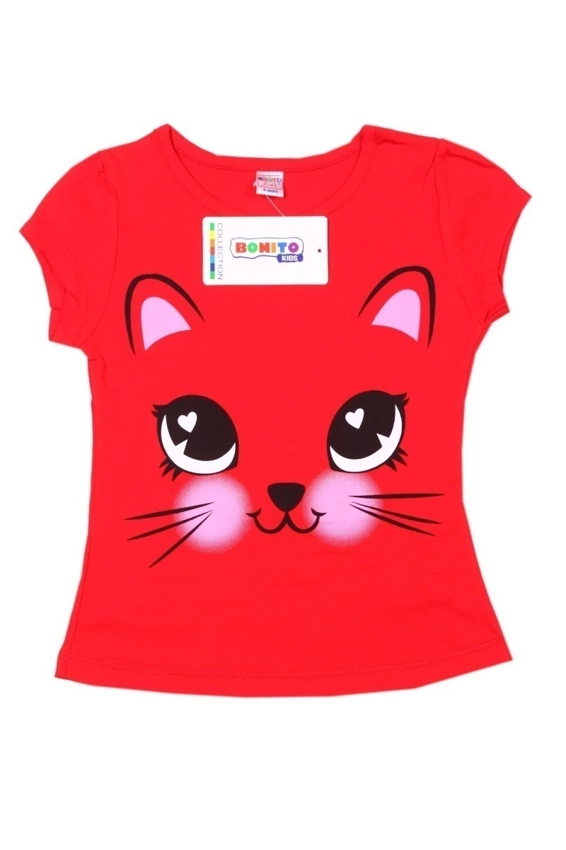 Футболка для девочки "Милое создание" 002F красный