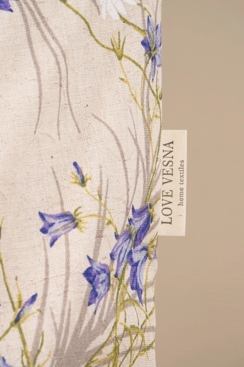 Декоративная наволочка на молнии полулен "ГП" Колокольчики