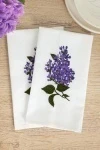 Полотенце полулен Отбеленное с вышивкой Сирень - 45/60_