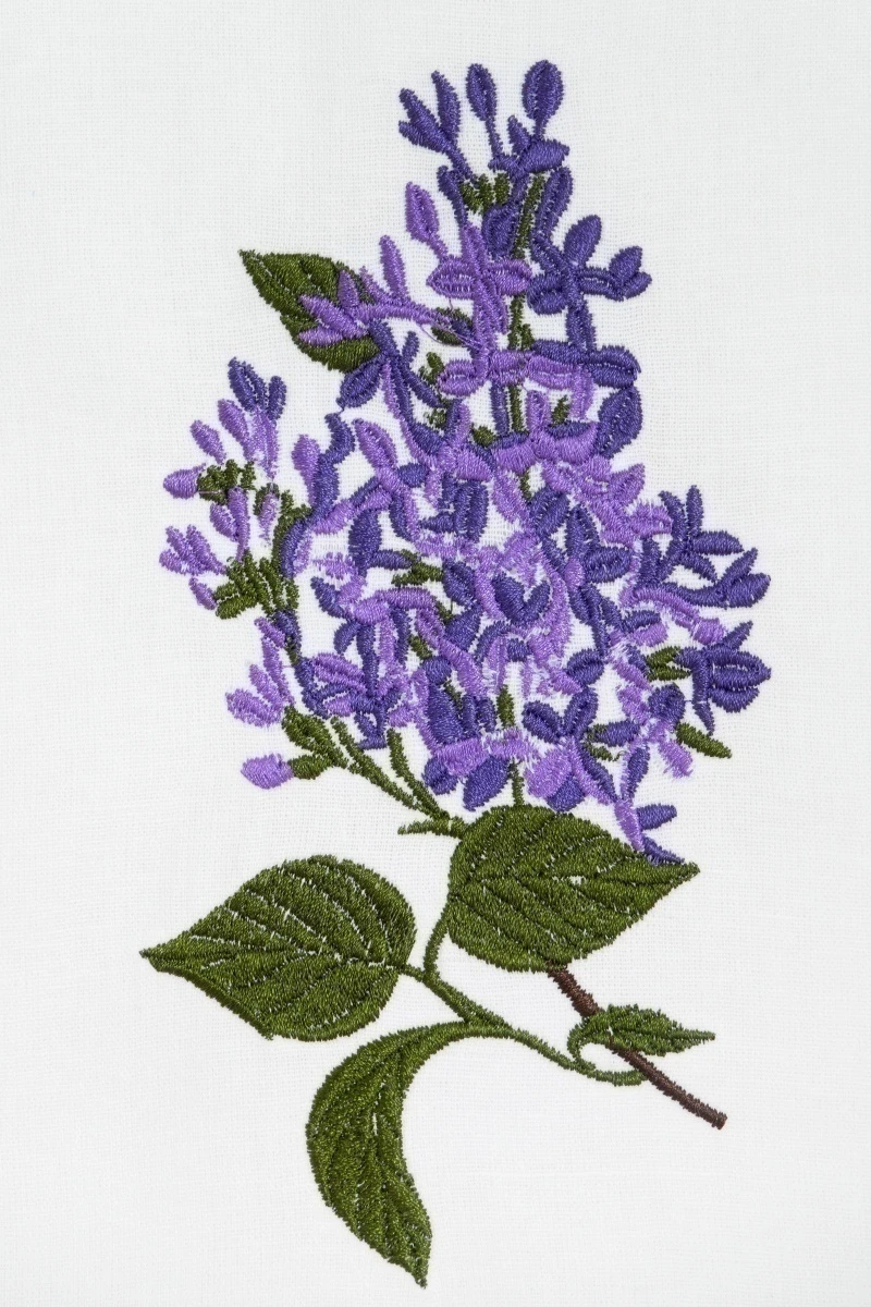 Полотенце полулен Отбеленное с вышивкой Сирень - 45/60_