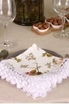 Салфетка из рогожки с кружевом 034 Яблоневый цвет (белый) (вид 9)