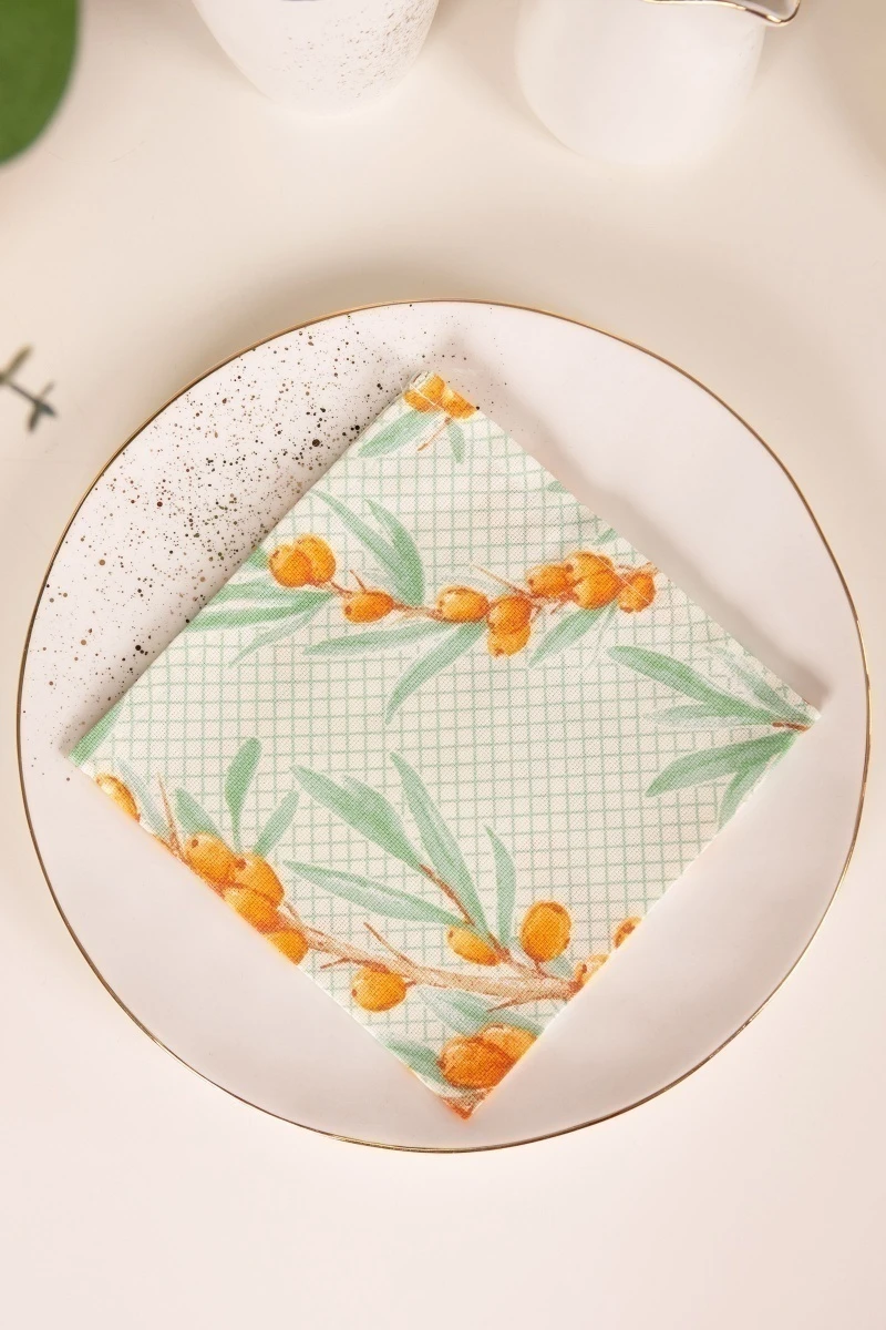 Салфетка из рогожки (ТЛ) 140 Ветви облепихи