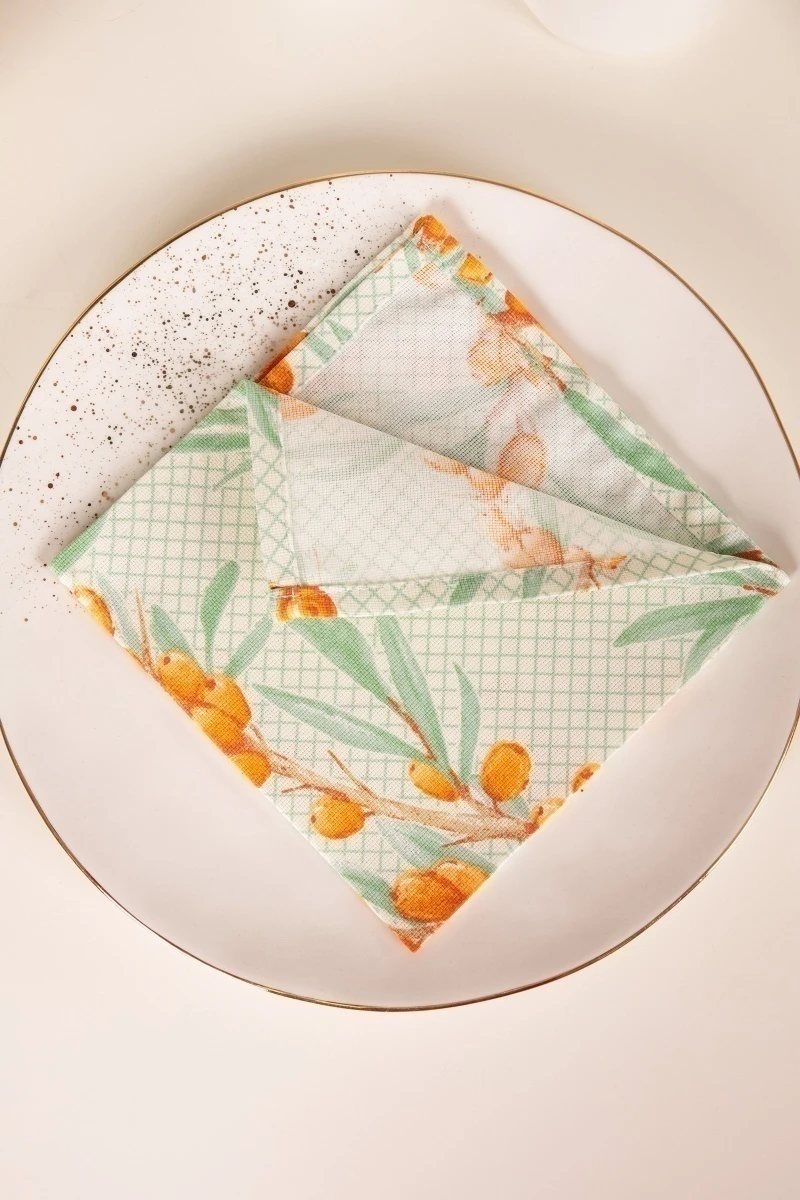 Салфетка из рогожки (ТЛ) 140 Ветви облепихи