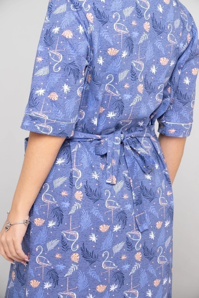 (СК) Халат женский на пуговицах "Карина" индиго