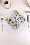 Салфетка полулен с кружевом 028 Герберы (синий) (вид 9)