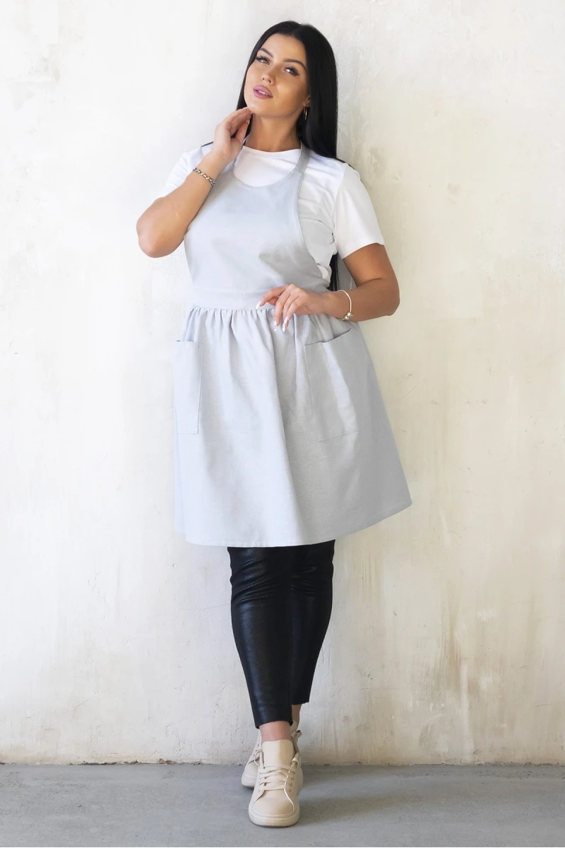 Фартук "Лили" (серый, однотон), 014 рогожка