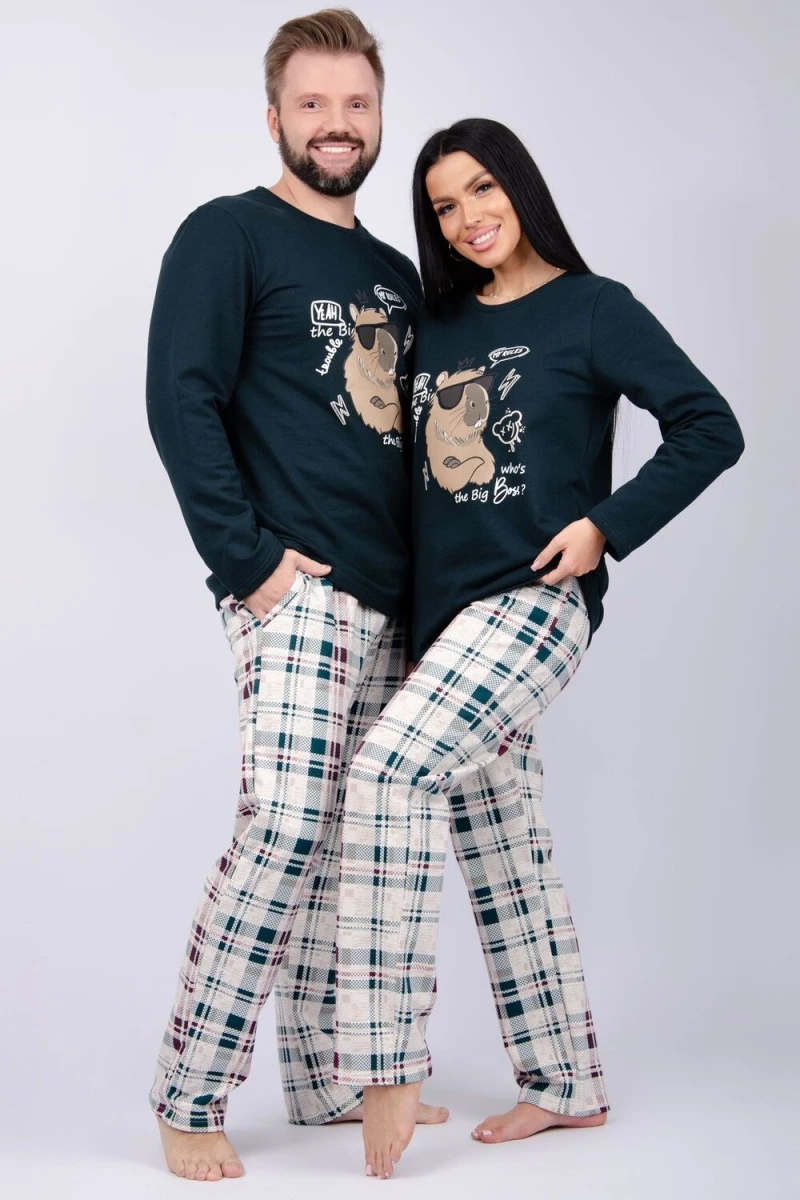 (ВНЛ) Пижама с брюками Капибара 2 (зеленый)