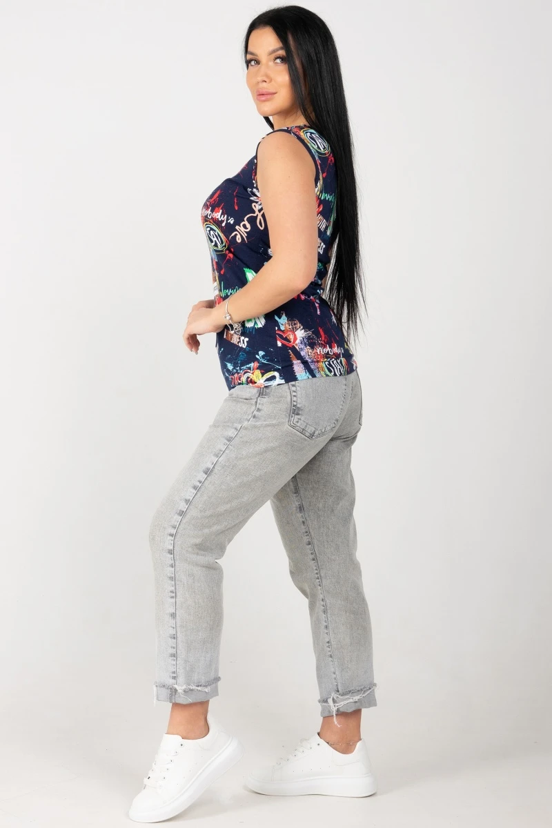 (СК) Майка женская "Флора" темно-синий, граффити