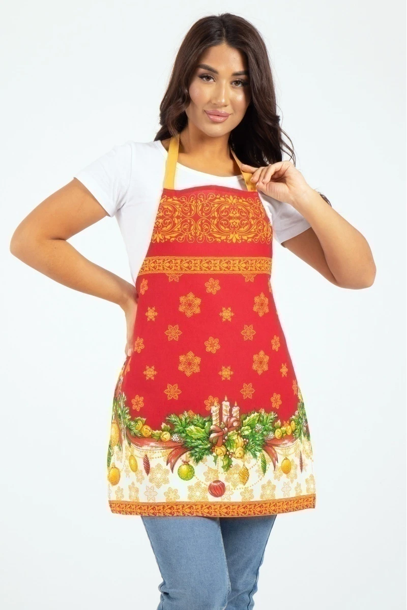 Фартук (Пром) "Кухня" (снегири в новогоднюю ночь), 058 рогожка