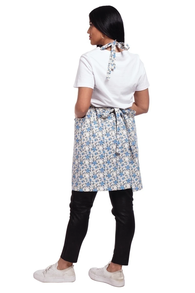 Фартук (ГОС) "Лили" (букетики маков, голубой), 032 полулен