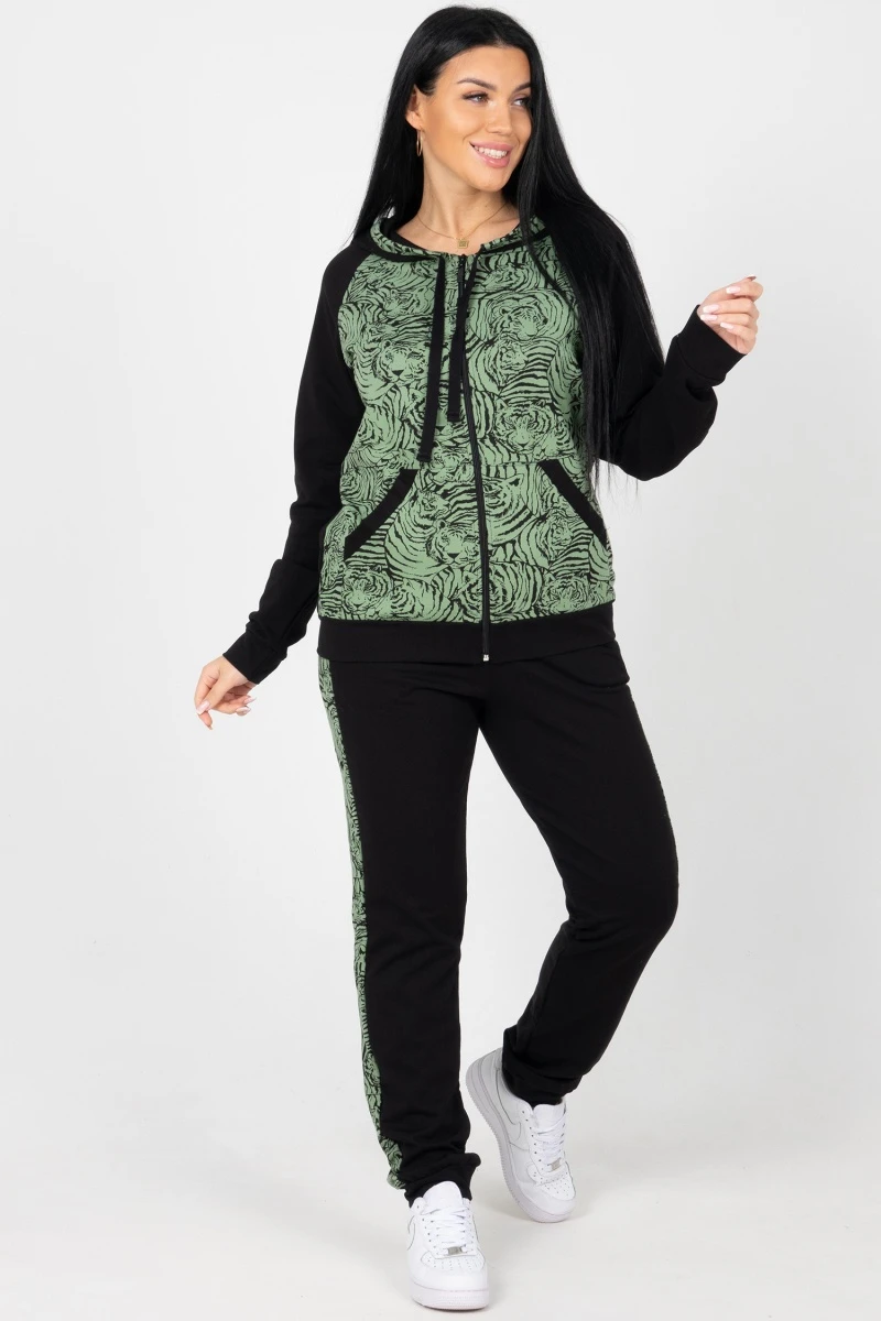 (СК) Костюм женский "Элизабет" черный+хвойный, тигры