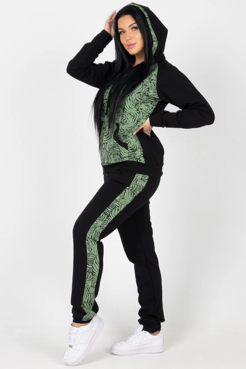 (СК) Костюм женский "Элизабет" черный+хвойный, тигры